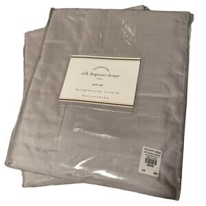 SET OF 2 Pottery Barn Silk Dupioni Drapes Platinum Gray 50 x 96 Inch (Pole Top)